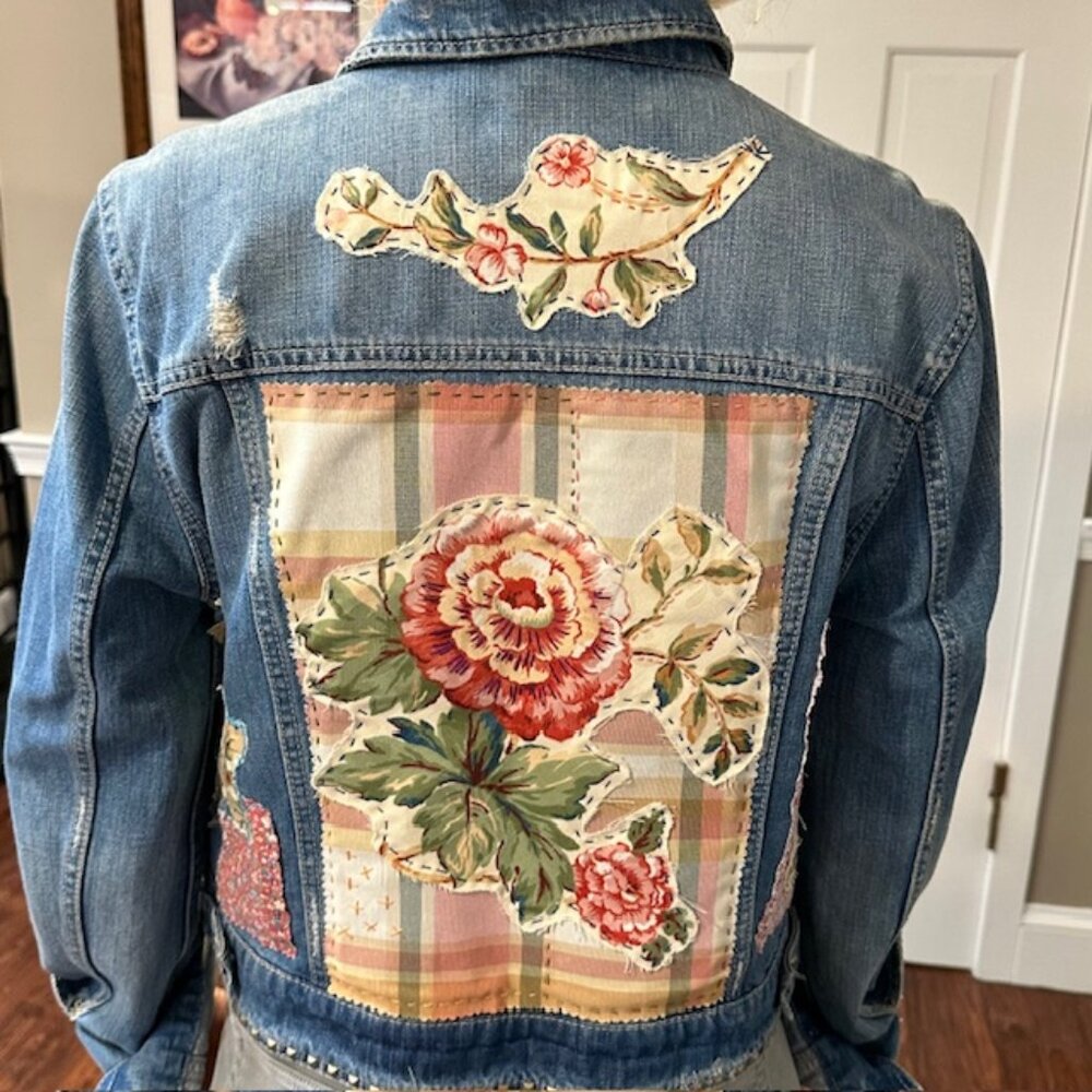 American Eagle Upcycled Patchwork Floral Design J… - image 1